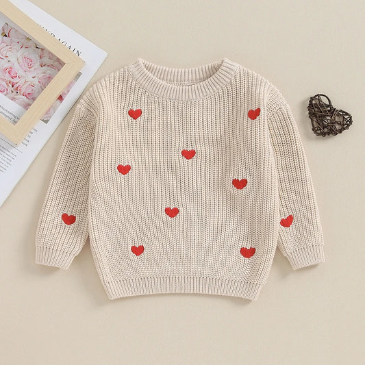 Adorable Toddler Sweaters Lovely Heart Kids Winter Jumper Tops