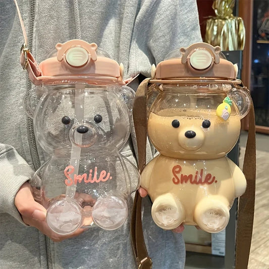 Cute Bear Cup Various Modes of Straw Kawaii Water Bottle Kid