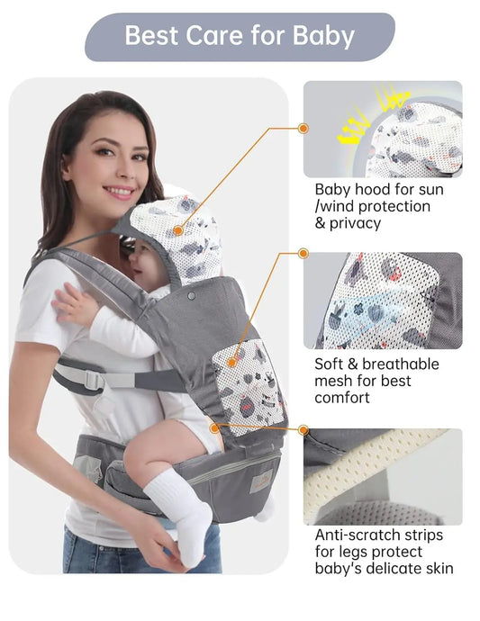 Baby Carrier Newborn to Toddler Carrier with Hood Baby Hip Carrier